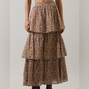 Sugarlips Floral Maxi Skirt - Brown and Cream